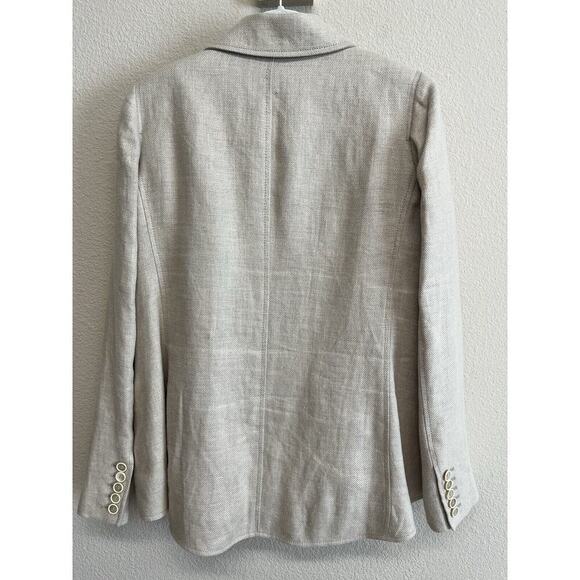 PROENZA SCHOULER Linen Blazer Jacket Size 8 Beige Patch Pockets 1 Button - Picture 4 of 16